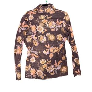 Johnny Was Brown and Orange Fitted Mesh Top